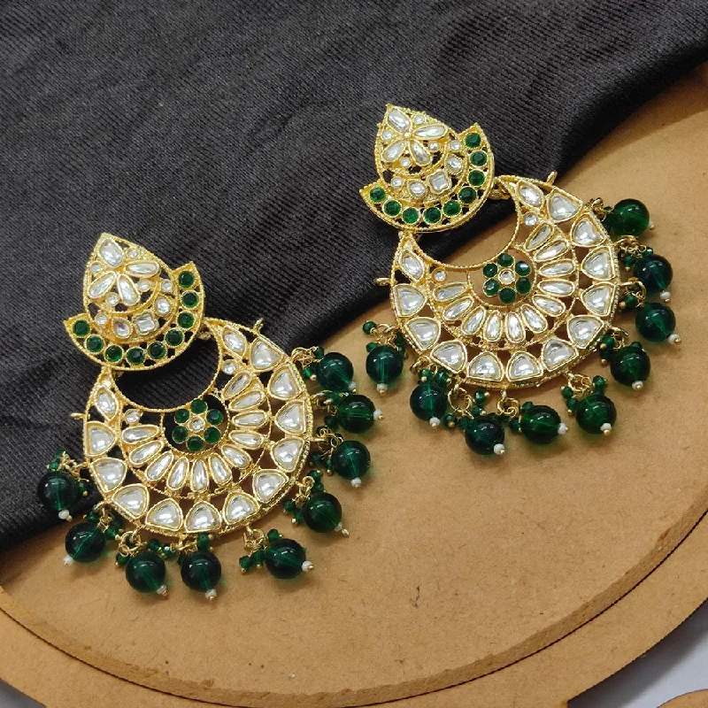 women’s infinity earrings-Darshana Jewels Gold Plated Kundan Stone And Beads Dangler Earrings