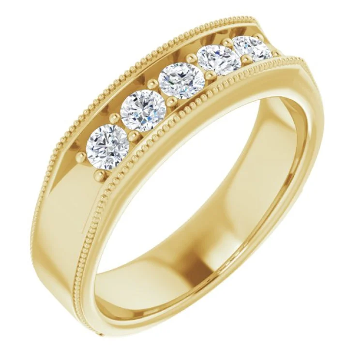 women’s anniversary rings-14K Yellow 5/8 CTW Natural Diamond Milgrain Band