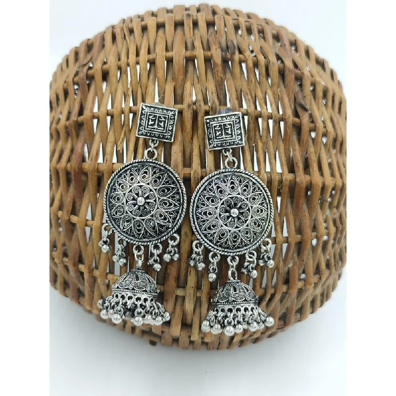 women’s long dangly earrings-Akruti Collection Oxidised Plated Jhumki  Earrings