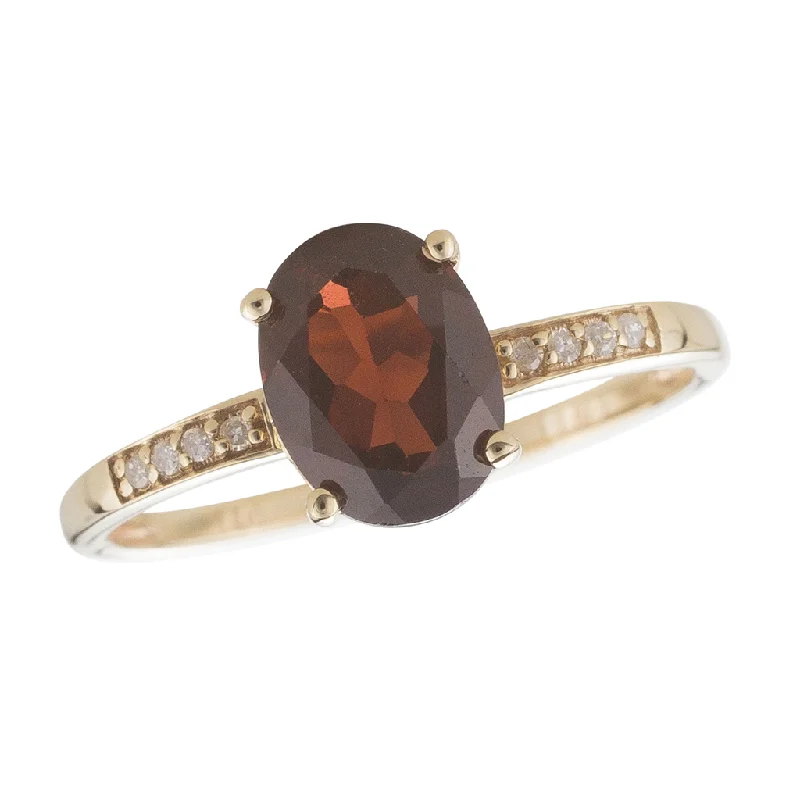 women’s multi-gemstone engagement rings-14K Yellow Gold 1.54ctw Oval Garnet & Diamond Ring