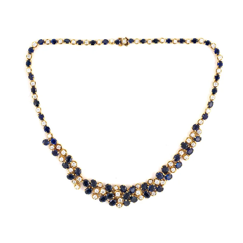 women’s collar necklaces-Oscar Heyman Sapphire and Diamond Tiered Necklace