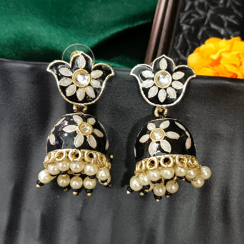 women’s heart-shaped earrings-Darshana Jewels Gold Plated Mennakari Jhumki Earrings