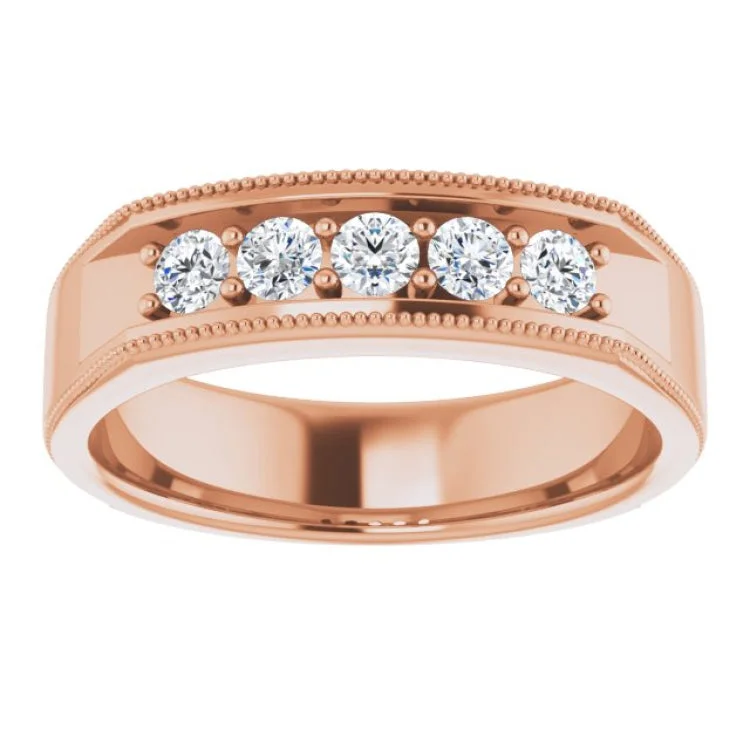 women’s adjustable engagement rings-14K Rose 1/2 CTW Natural Diamond Milgrain Band