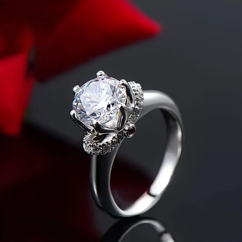 women’s vintage diamond engagement rings-Zarkan 925 Silver Premier Solitaire American Diamond Ring