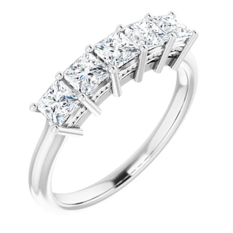 women’s rings with colored gemstones-14K White 1 CTW Natural Diamond Anniversary Band