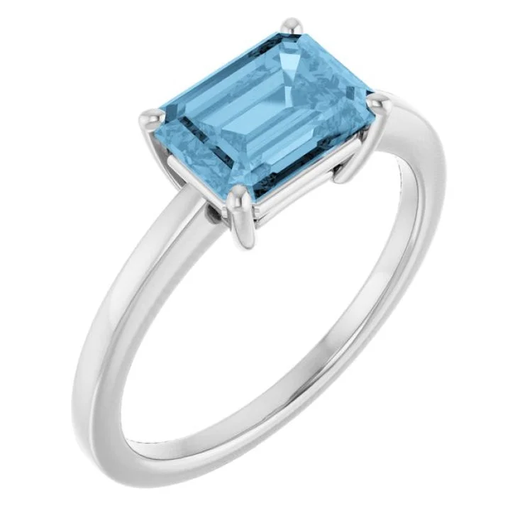 women’s silver rings with diamonds-14K White Natural Sky Blue Topaz Ring