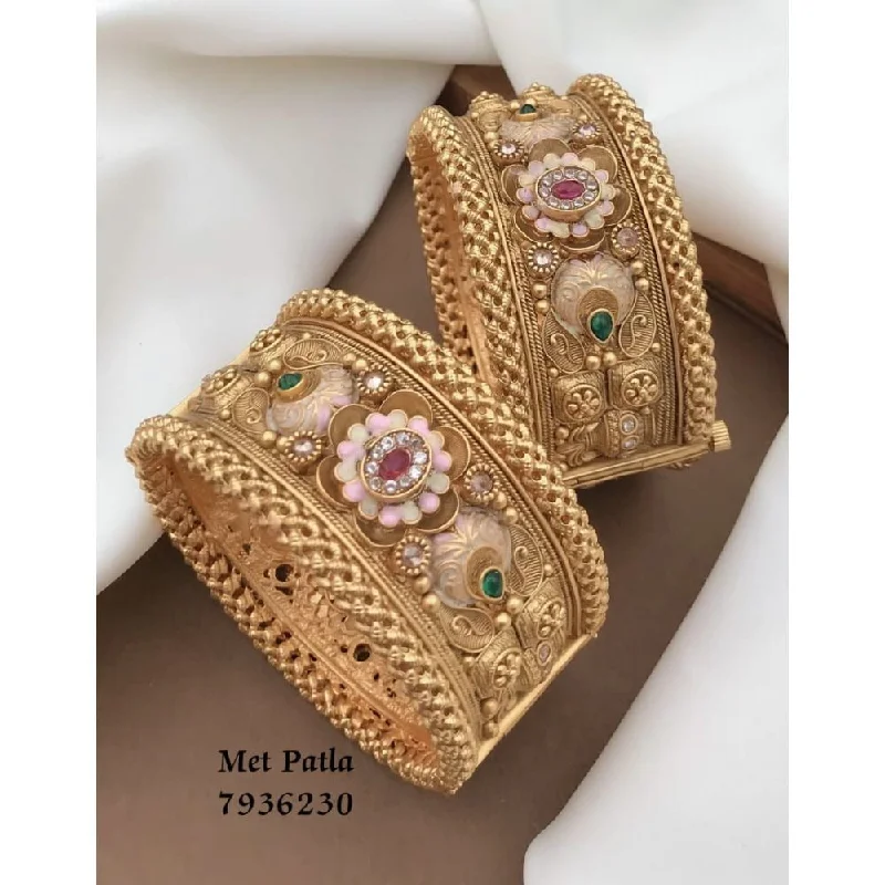 women’s thick bracelets-Akruti Collection Gold Plated Bangles Set