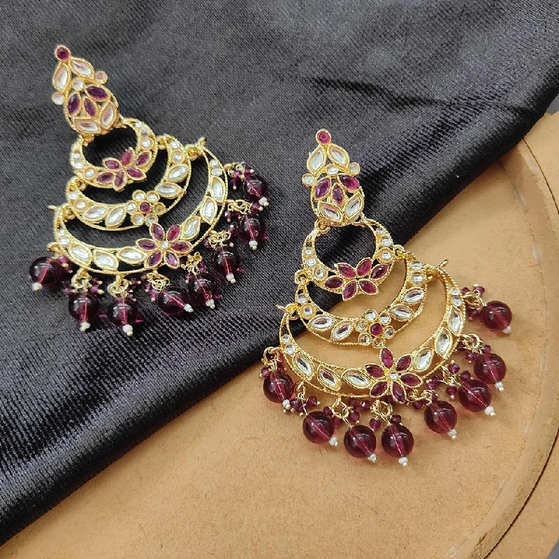 women’s sparkling diamond earrings-Darshana Jewels Gold Plated Kundan Stone And Beads Dangler Earrings