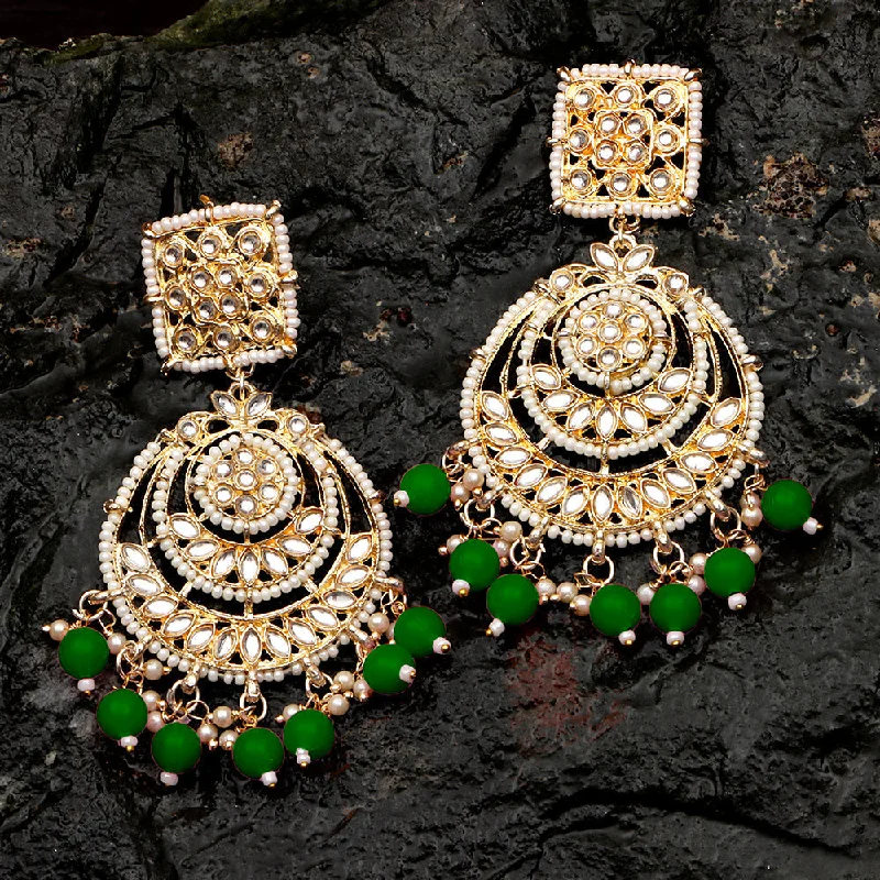 women’s gold dangly earrings-Darshana Jewels Gold Plated Kundan Dangler Earrings