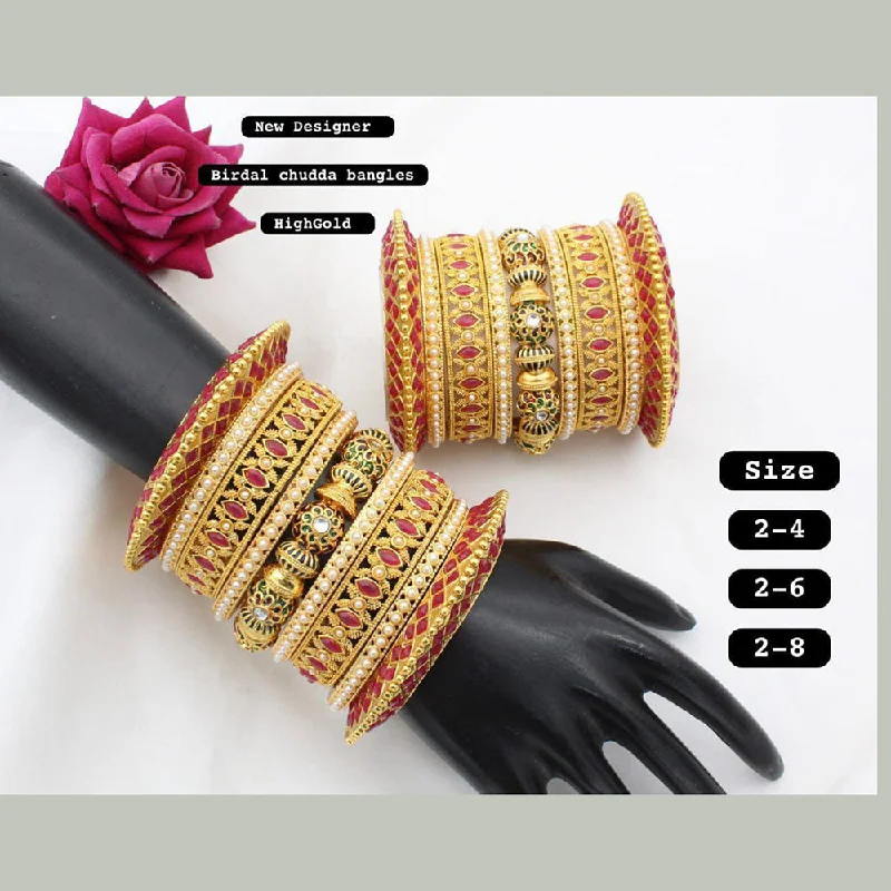 women’s rhinestone bracelets-Manisha Jewellery Gold Plated Bangles Set