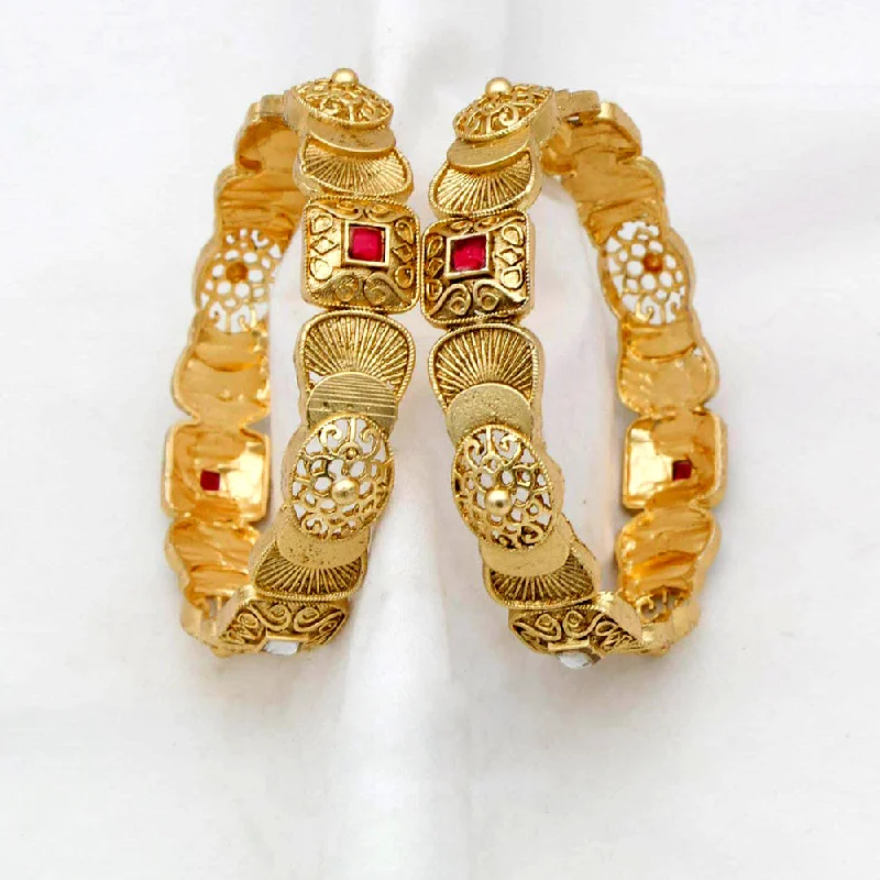 women’s crystal bracelets-Manisha Jewellery Gold Plated Pota Stone Bangles Set