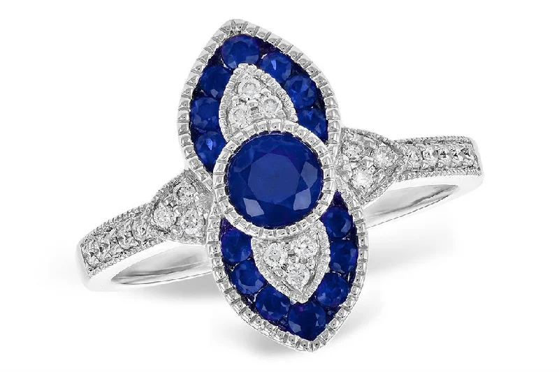 women’s heirloom engagement rings-14K White Gold 0.80ctw Blue Sapphire & Diamond Ring by Allison Kaufman