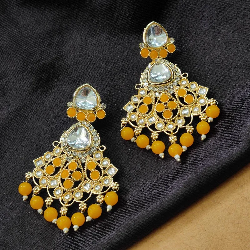 women’s dangling earrings-Darshana Jewels Gold Plated Kundan Stone And Beads Dangler Earrings