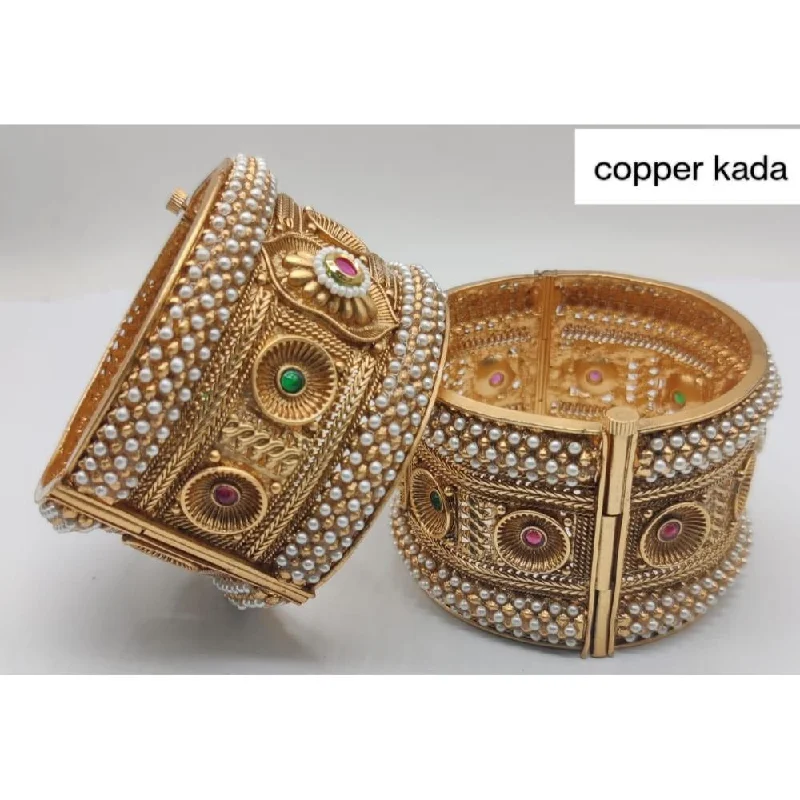 women’s leather bangles-Akruti Collection Gold Plated Pota  Bangles Set