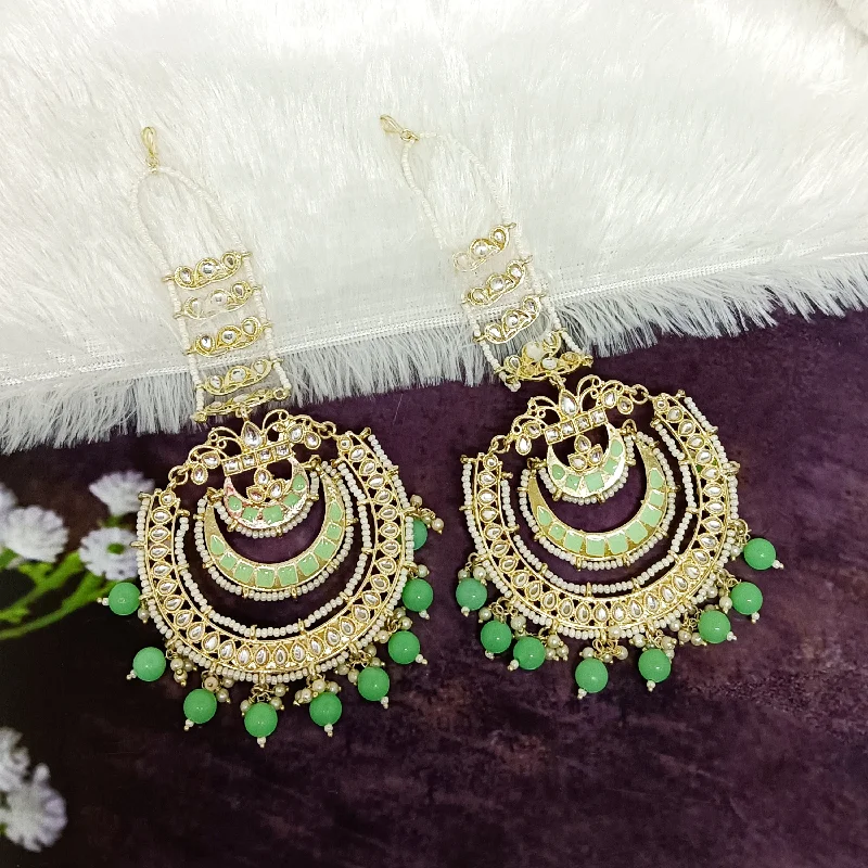 women’s heart-shaped earrings-Darshana Jewels Gold Plated Kundan Dangler Earrings