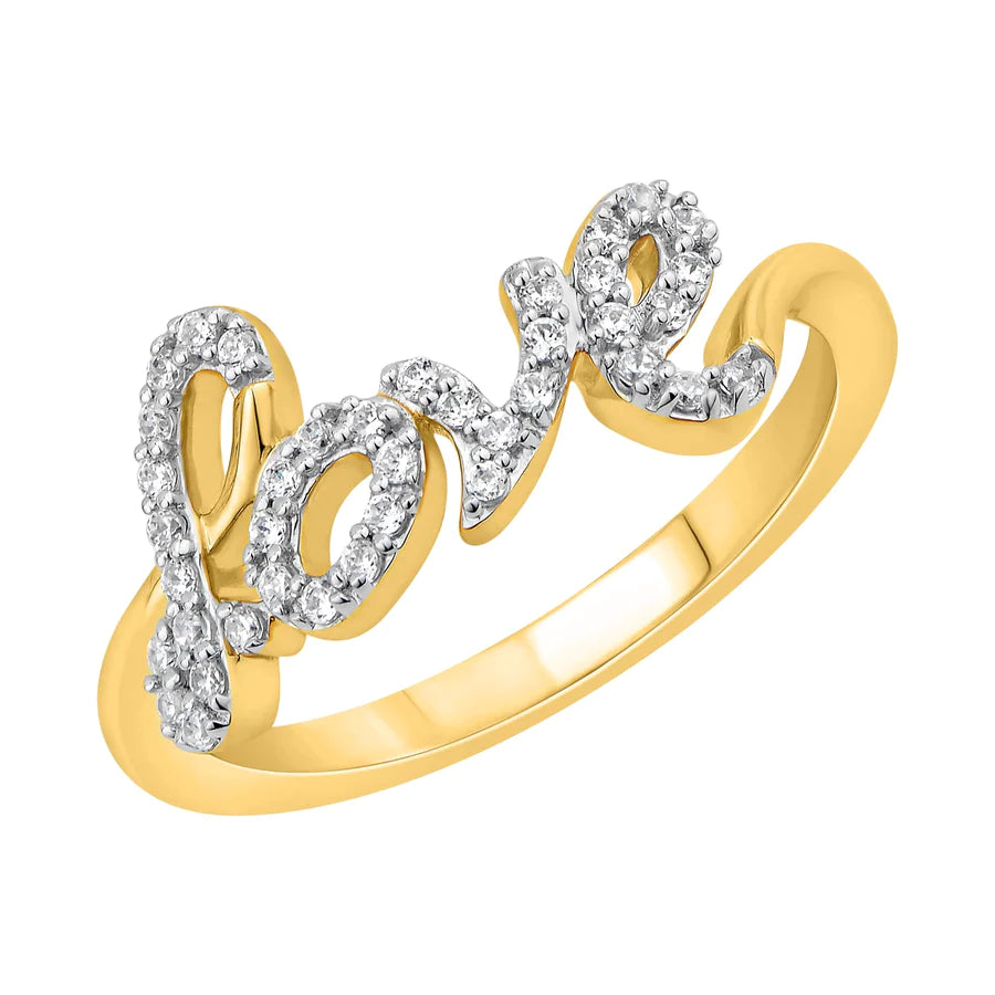 women’s wedding engagement rings with diamonds-"LOVE" Fancy Diamond Ring (14K)