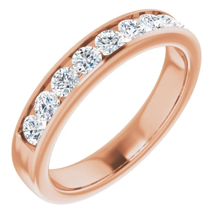 women’s silver wedding rings-14K Rose 1 CTW Natural Diamond Band