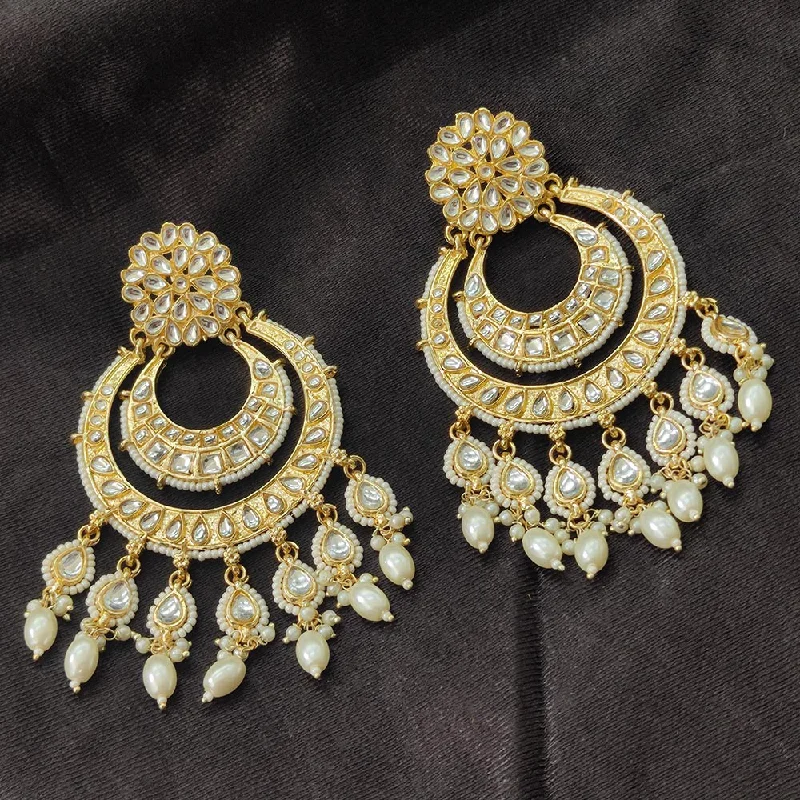 women’s gold stud earrings-Darshana Jewels Gold Plated Kundan Stone And Beads Dangler Earrings