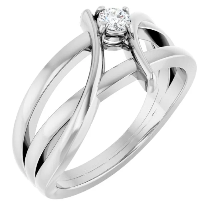 women’s matching engagement rings-14K White 1/8 CT Lab-Grown Diamond Ring