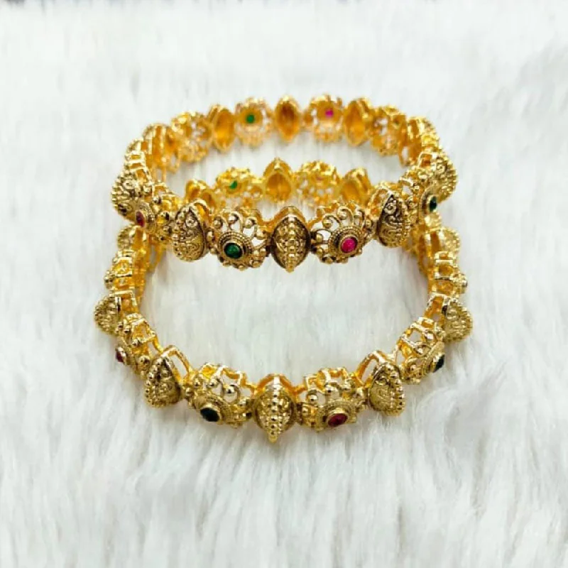 women’s personalized bracelets-Manisha Jewellery Gold Plated Pota Stone Bangles Set