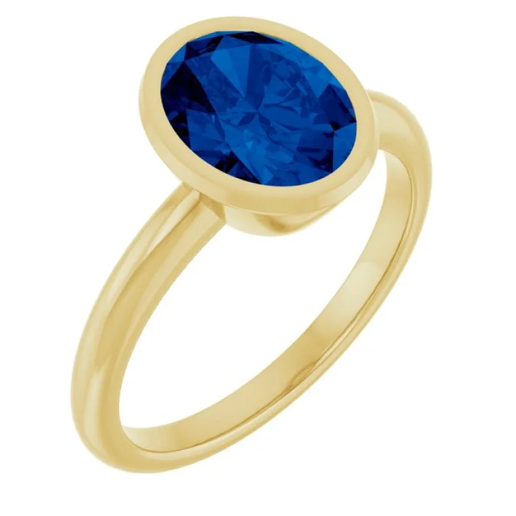 women’s custom rings-14K Yellow Lab-Grown Blue Sapphire Ring