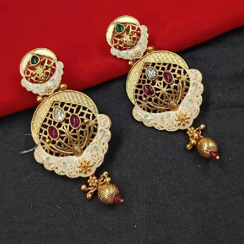 women’s sparkling earrings-Padmawati Bangles Gold Plated Kundan Stone And Meenakari Dangler Earrings