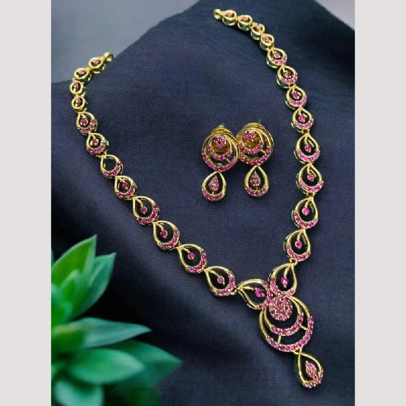 women’s layered necklaces-Sona Creation Gold Plated Austrian Stone Necklace Set