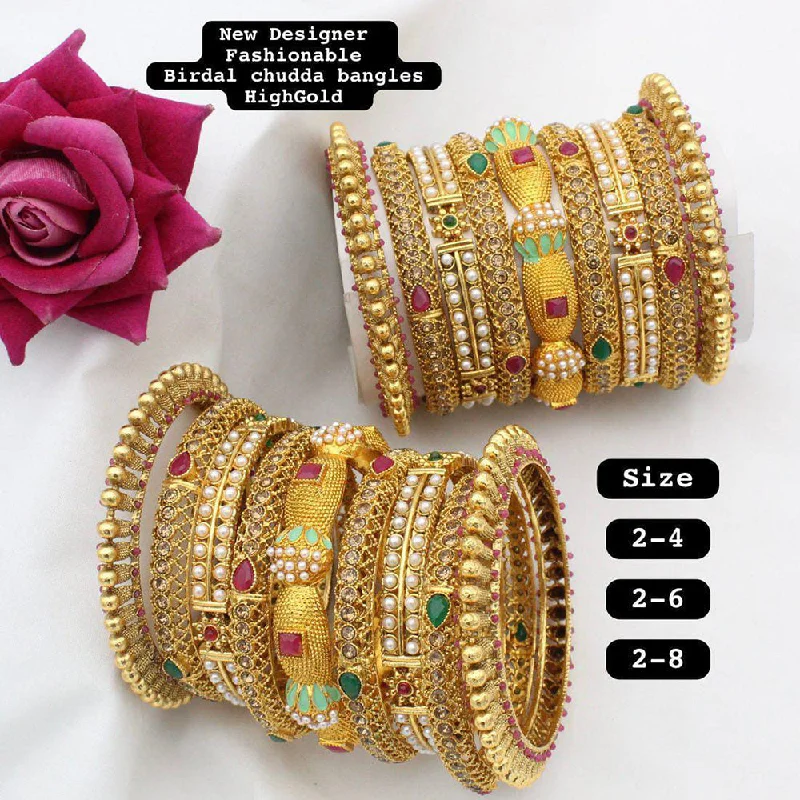 women’s rose gold bangles-Manisha Jewellery Gold Plated Bangles Set