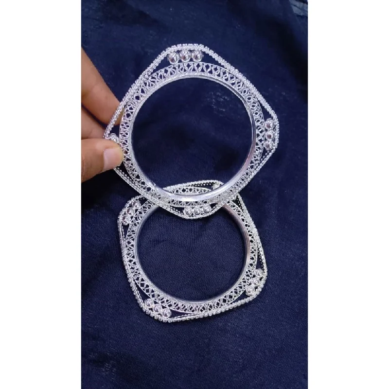 women’s simple bangles-Akruti Collection Silver Plated Bangles Set