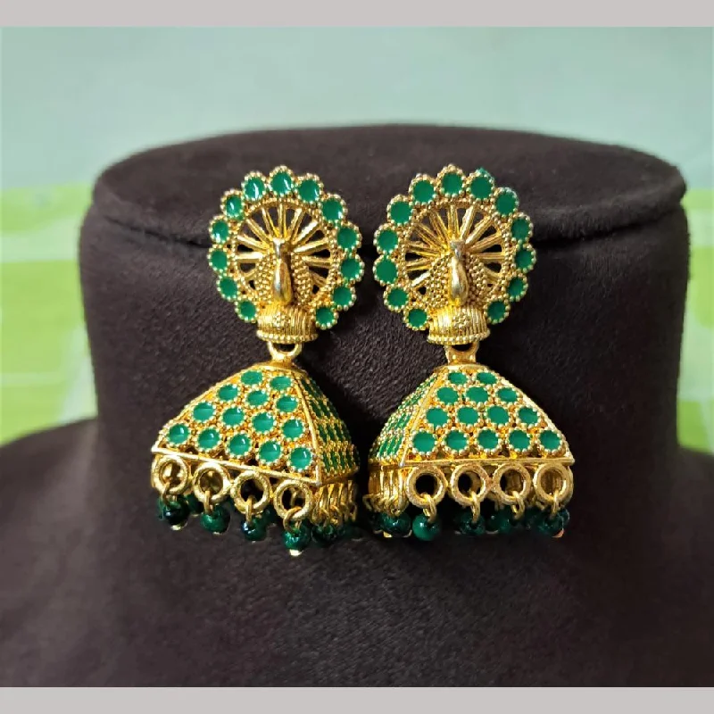 women’s hoop earrings-H K Fashion Gold Plated Meenakari And Beads Jhumki Earrings