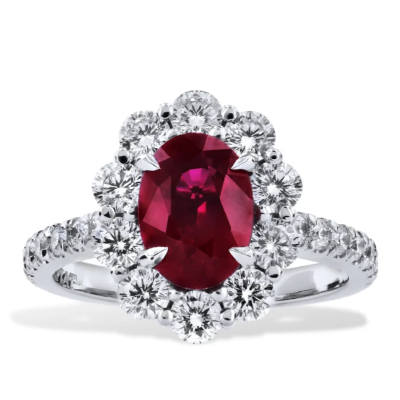 women’s diamond solitaire engagement rings-2.13 Carat Vivid Burma Ruby And Diamond Ring