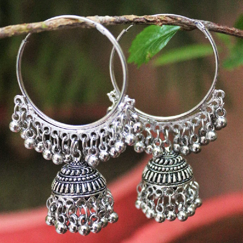 women’s designer earrings-H K Fashion Oxidised Plated Jhumki Earrings