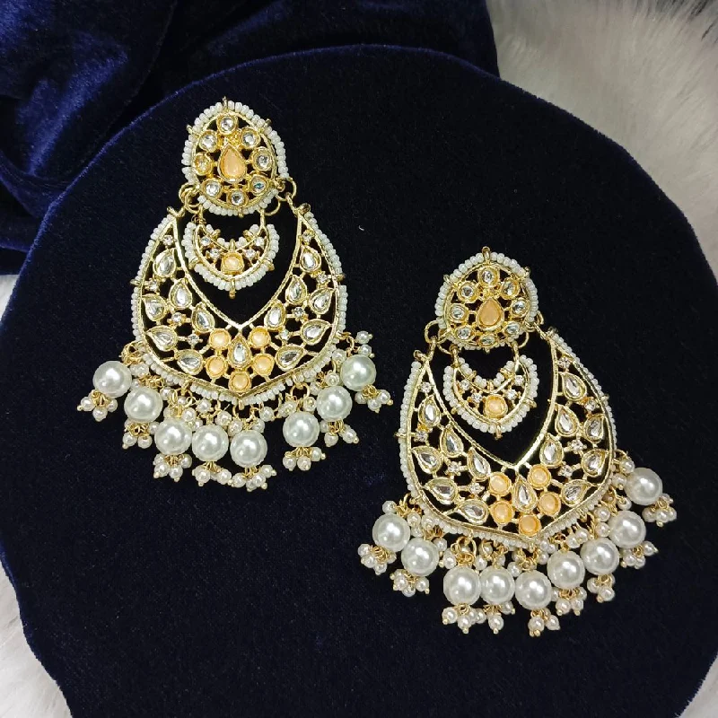 women’s tassel earrings-Darshana Jewels Kundan Stone Gold Plated Dangler Earrings