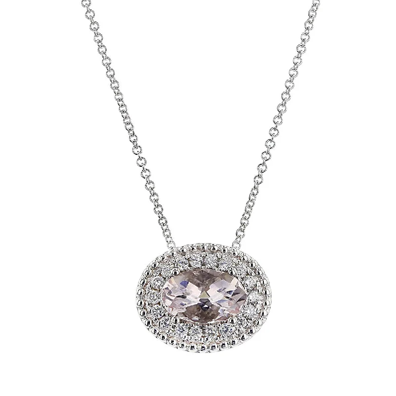 women’s chunky necklaces-Pastel Morganite and Diamond Necklace