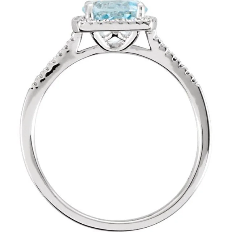 women’s three-stone engagement rings-Sterling Silver Natural Sky Blue Topaz & .01 CTW Natural Diamond Ring