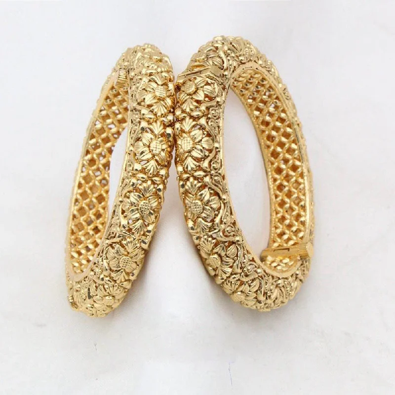 women’s silver cuff bracelets-Manisha Jewellery Gold Plated Openable Bangles Set