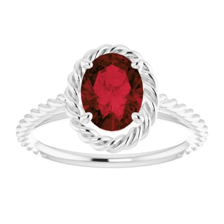 women’s cubic zirconia rings-Sterling Silver Natural Mozambique Garnet Rope Ring