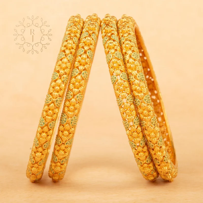 women’s stackable bracelets-Raddhi Jewels Designer Premium Quality Rajwadi Gold Plated Brass Openable Kada/Bangles Set