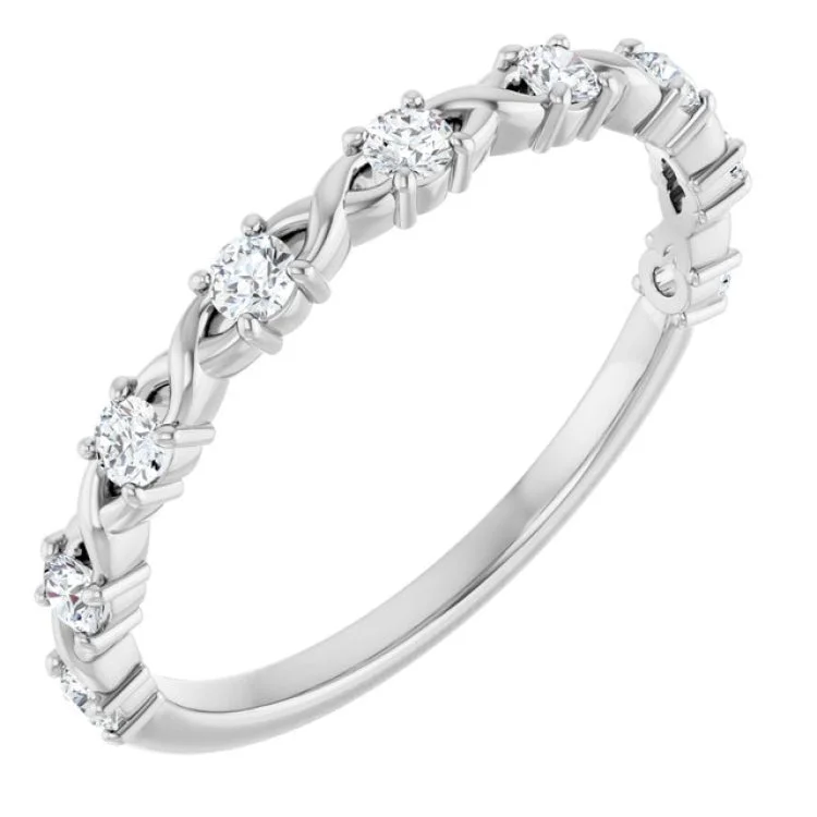 women’s silver stackable rings-14K White 1/4 CTW Lab-Grown Diamond Anniversary Band