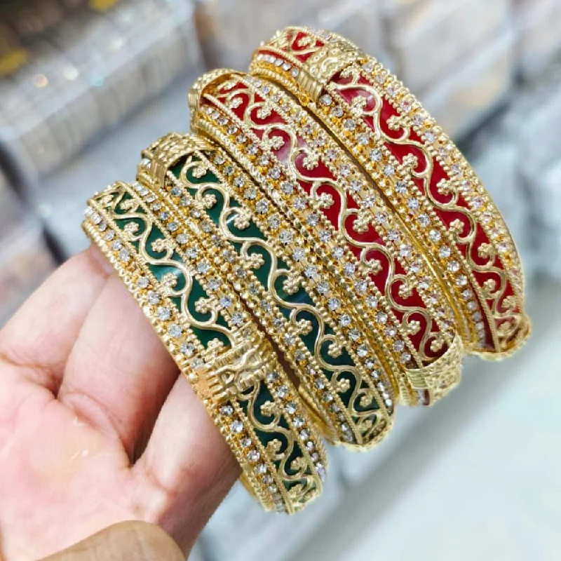 women’s wedding bangles-Pooja Bangles Gold Plated Bangles Set