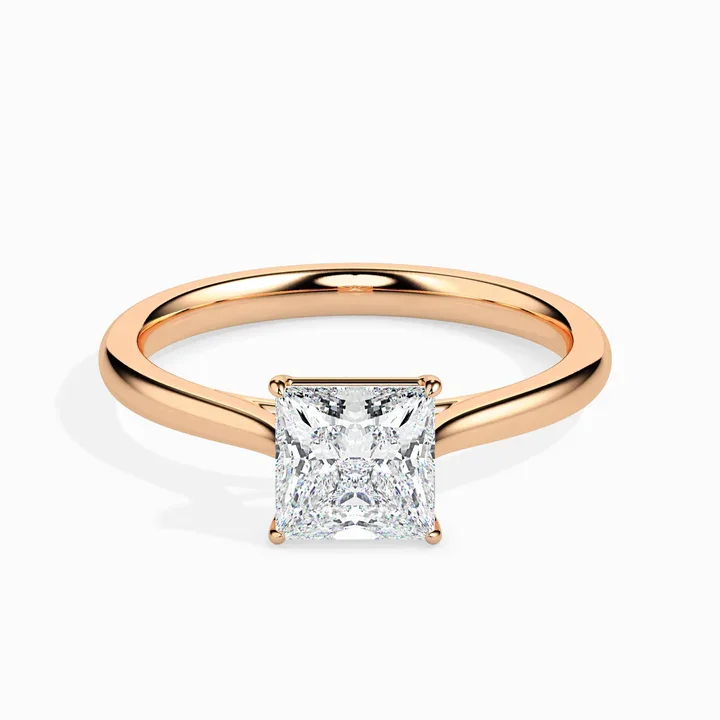 women’s vintage style engagement rings-Solitaire Princess Cut Lab Grown Diamond Ring in 9K Gold