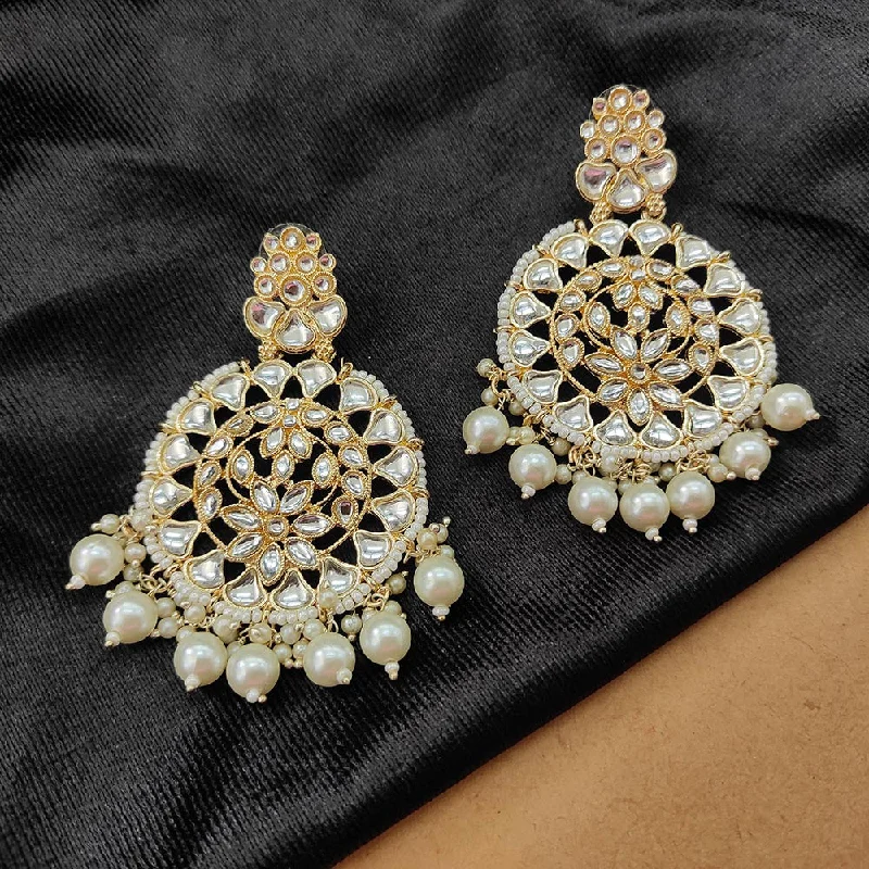 women’s elegant drop earrings-Darshana Jewels Gold Plated Kundan Stone And Beads Dangler Earrings