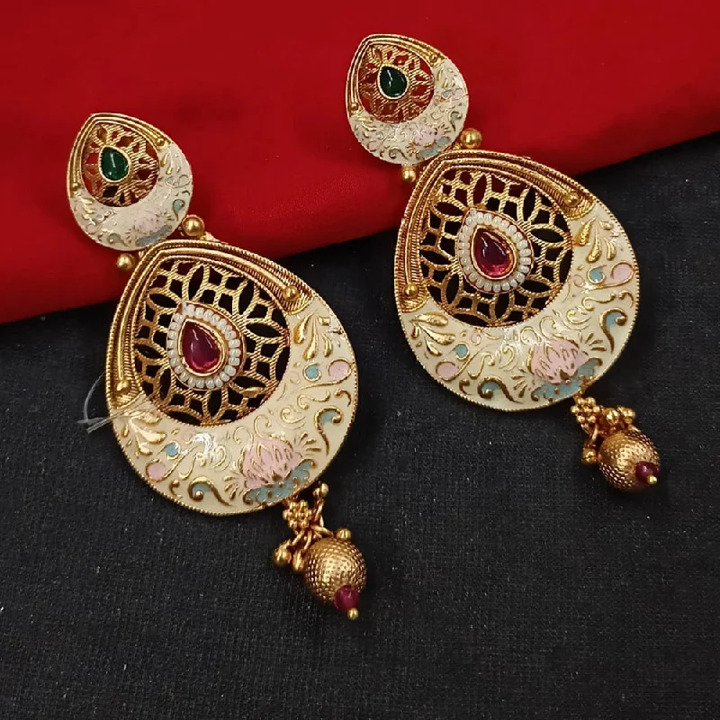 women’s crystal drop earrings-Padmawati Bangles Gold Plated Kundan Stone And Meenakari Dangler Earrings