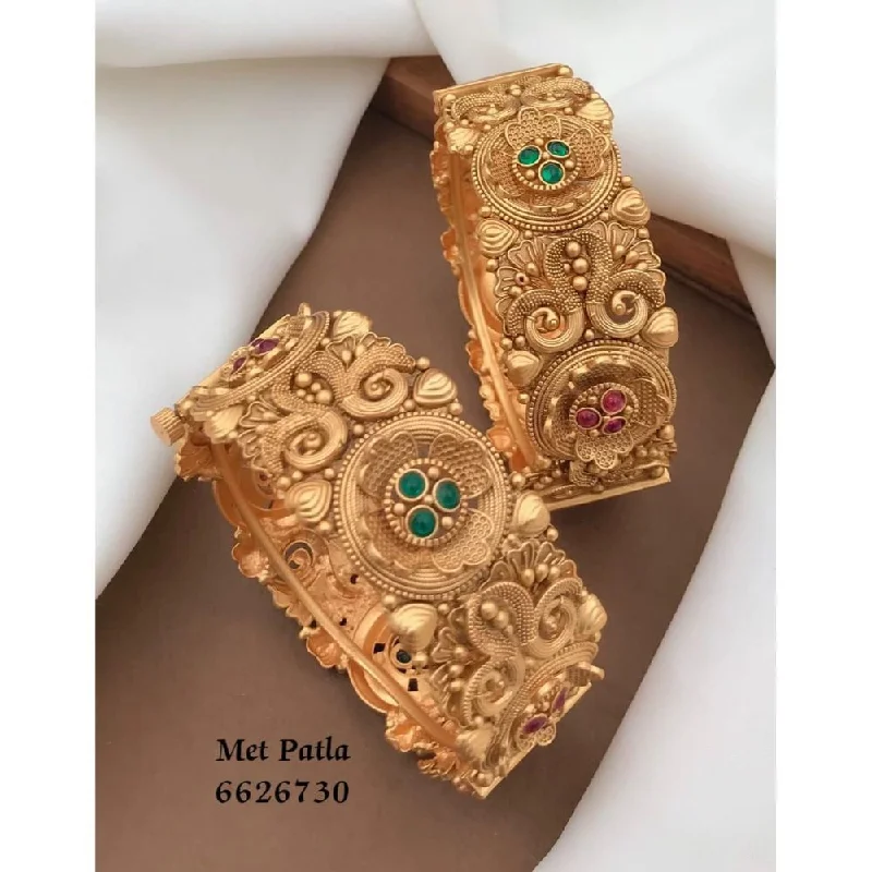 women’s statement bracelets-Akruti Collection Gold Plated Bangles Set