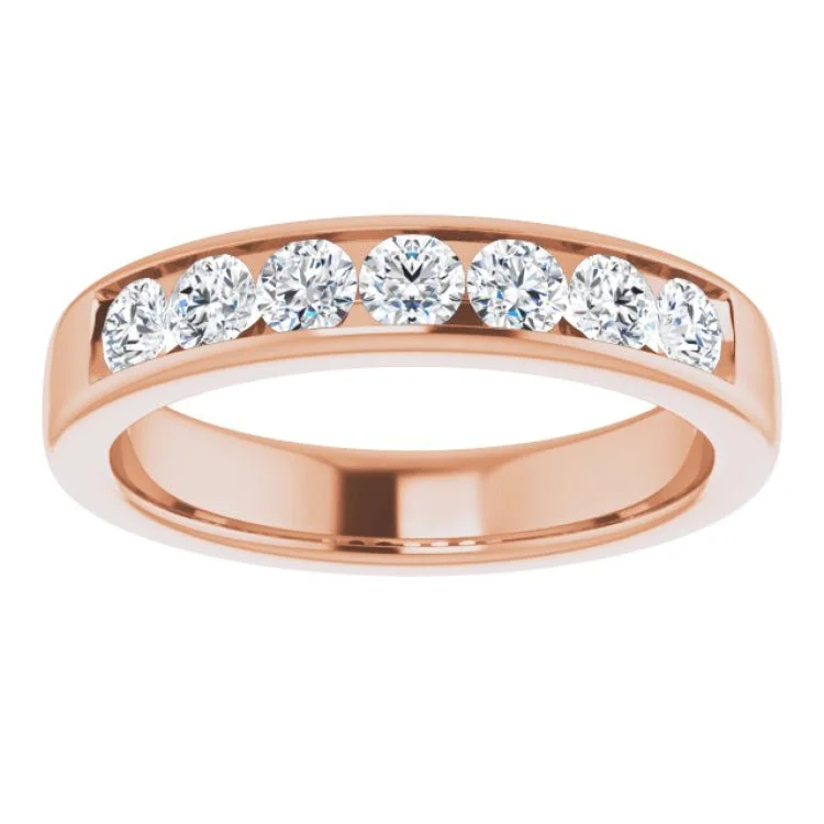 women’s personalized engagement rings-14K Rose 1 CTW Natural Diamond Band