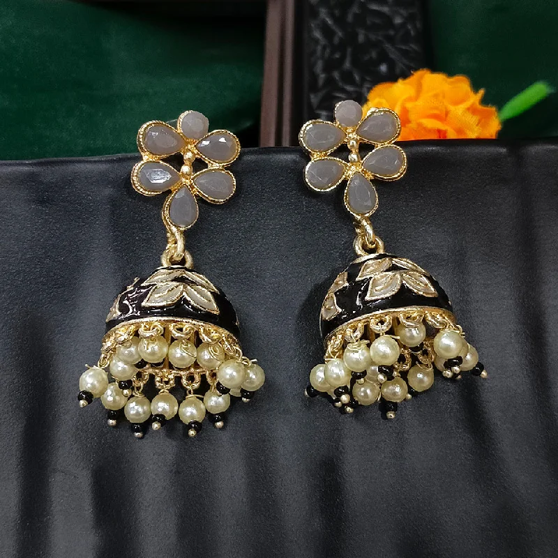 women’s unique earrings-Darshana Jewels Gold Plated Mennakari Jhumki Earrings