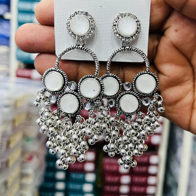 women’s hoop earrings with pearls-Manisha Jewellery Oxidised Plated Kundan Stone  And Ghungroo Dangler Earrings