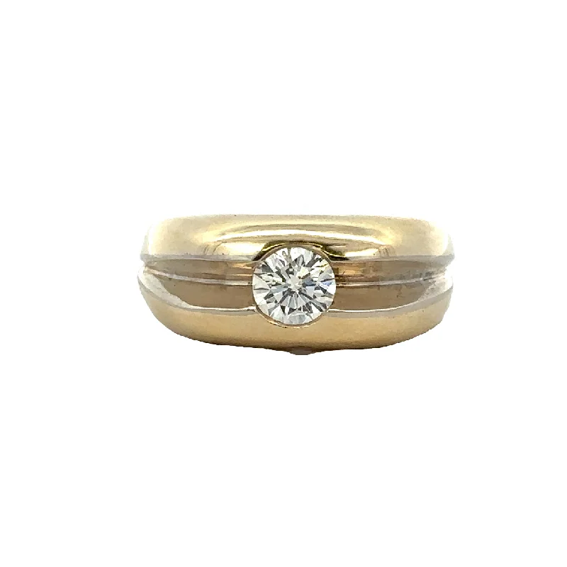 women’s affordable engagement rings-Gents .83 ct. Round Brilliant Cut Diamond Ring in Yellow Gold