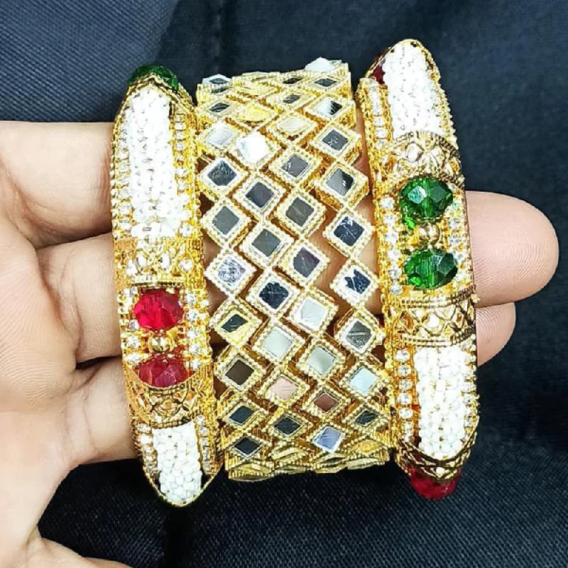 women’s tennis bracelets-Pooja Bangles Gold Plated Bangles Set