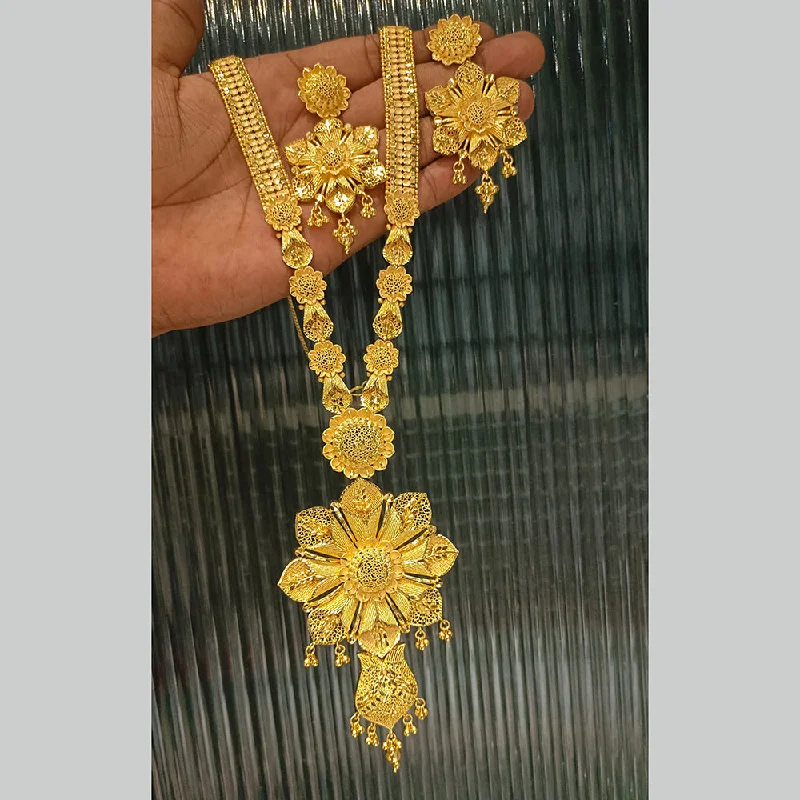 women’s layered gold necklaces-Pari Art Jewellery Forming Long Necklace Set